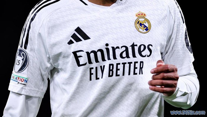 LIVERPOOL, ENGLAND - NOVEMBER 27: Detail of a Real Madrid home shirt during the UEFA Champions League 2024/25 League Phase MD5 match between Liverpool FC and Real Madrid C.F. at Anfield on November 27, 2024 in Liverpool, England. (Photo by Robbie Jay Barratt - AMA/Getty Images)